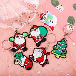 Party Favour 6Pcs/Set Cartoon Cute Christmas Tree Snowman Santa Claus Silicone Keychain Toys For Kids Gifts Favours Decoration