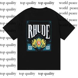 Rhude T Shirt Mens Rhude Shorts Tracksuits Designer Printing Letter Black White Grey Rainbow Colour Summer Fashion Cotton Cord Top Short Sleeve 334