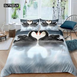 Bedding Sets Love Swan Duvet Cover Romantic Set Microfiber Comforter King Full For Lover Couple Valentine Day Home Room Decor
