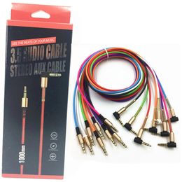 Spring jack 3.5 audio cable 3.5mm male to male stereo car aux cable for car cellphone headset speaker with box