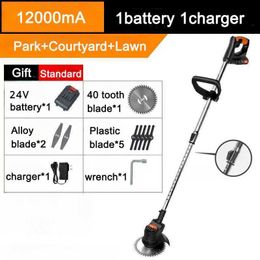 Lawn Mower 24V electric lawn mower 1500W 12000mA cordless grass trimmer with adjustable length and foldable garden toolsQ240514