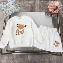 Top designer girls dress suits Autumn kids Tracksuit Size 100-150 Doll bear pattern print baby hoodie and short skirt Nov25