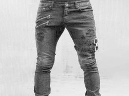 Gray Hole MEN CLOTHING mens designer clothing skinny jeans for men 2014 Italy new classic design jeans true religious men cool pan4895909