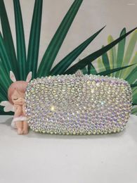 Evening Bags Women AB Silver Colour Crystal Clutch Purse Rhinestone Diamond Handbags Party Cocktail Clutches