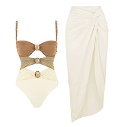 High Quality One Piece Swimsuit Golden buck Printed Push Up Women Bikini Set Swimwear Slimming Bathing Suit Beach Wear 240515