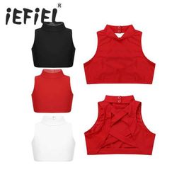 Vest Girls children ballet tops sleeveless plain necks Crisis Cross Back Tanks bra tops cut tops ballet stage performance exercisesL240502