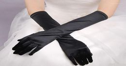Five Fingers Gloves Fashion Long Satin Opera Evening Party Prom Costume Black Red 63cm Women19662957