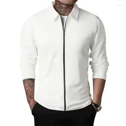 Men's Jackets 2024 Spring And Autumn Season With Cardigan Zipper Coat Casual Long Sleeved Polo Neck