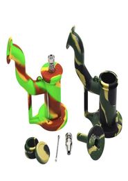 Colourful hand water hookah bongs unbreakable smoking water pipe Dab Oil Rig bong Concentrate Hookahs with Wax Container Titanium N3103677