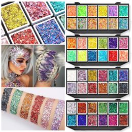 12 Colour UV Luminous Holographic Glow Chunky Glitter Eyeshadow Palette Sequin Gel for Kids Christmas Makeup 240515