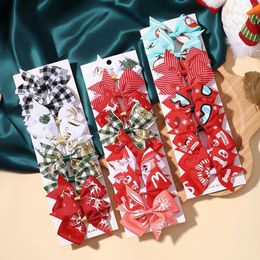 Hair Accessories 8Pcs Christmas Bows Hairpins Girl Kids Christmas Supplies New Year Party Decorations Baby Hair Accessories Hair Clip Wholesale