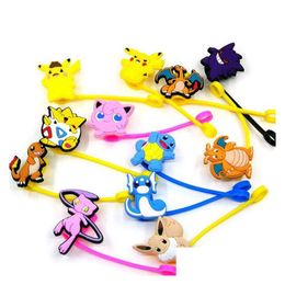 Drinking Straws Cute Cartoon St Toppers Sile Dust Plug For 8Mm Er Cap Drink Lid Party Decoration Drop Delivery Dh83P