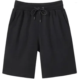 Men's Shorts 2024 Summer Fashion High Quality Cotton Men Casual Drawstring Waist Comfortable Black White Asian Size L-5XL Knee Length