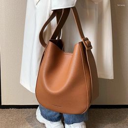 Shoulder Bags Women's Bag Designer Wide Strap Bucket Crossbody For Female Purses And Handbags Ladies Totes Bolsos Brown