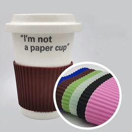 Silicone Cup Sleeve Heat Insulation Coffee Cover Ceramic Nonslip Bottle Sleeves Colored Mug 240509