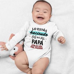 Rompers You did a great job dad printed baby jumpsuits Fathers Day baby tight fitting clothes girl boy clothing Fathers Day baby gift clothingL240514L240502