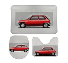 Bath Mats Renault 5 Red 3pcs Bathroom Set Rug Nonslip Mat Coral Velvet Floor Toilet Room Carpet Rugs Cin2563081