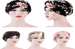 Turban Women Muslim Bonnet Floral Print Braid Headwear Chemo Cap Headscarf Beanie Bonnet Head Wrap Hair Loss Cover Hat84476349682078