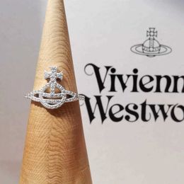 Brand High version Westwoods smiling face full of diamond ring female temperament Saturn inlaid with diamonds light luxury high beauty Nail