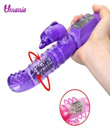 G Spot Rabbit Vibrator Rechargeable Rotation 12 Speeds Waterproof Sexy Vibrating Vibe Sex Toys for Women MX1912287891406