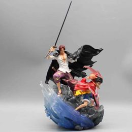 Action Toy Figures 29cm Anime One Piece Monkey D. Luffy Red Hair Shanks Action Figures PVC Collection Model Toys Desktop Decoration Gifts