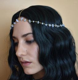 Hair Clips Blue Lace Agate Head Chain Pastel Headchain Hippie Crystal Points Boho