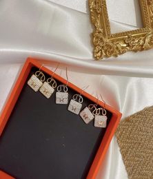 Luxury Dangle Earrings Top V Gold Full Crystal Brikin Brand Designer Handbag Charm Drop Earrings For Women Jewellery Party Gift With5102981