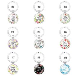 2019 Catholic Rose Scripture keychains For Women Men Christian Bible Glass charm Key chains Fashion religion Jewellery accessories6664128