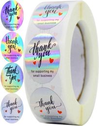 500pcs Rainbow Holo Thank You Stickers 4 Designs Holographic For Supporting My Small Business Gift Labels Wrap22259759255