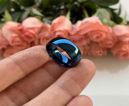 4mm 8mm 6mm Blue Tungsten Carbide Rings for Women Wedding Band Polished Finish Ring Comfort fit 22020922248278990598