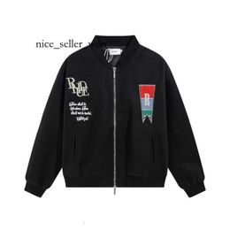 rhude jackets 24ss rhude Мужские куртки вышиты большие руд -круглую печать лейбла на молнии