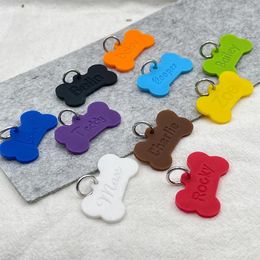 Dog Tag Customized Silicone Bone Shape Pet Anti-lost ID Tags Collar Engraved Name Custom Pendant Puppy Collars Accessories