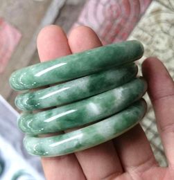 Bangle Natural Jadeite Color Hand Carved Round Jade Bracelet Fashion Boutique Jewelry Women039s Light Green Floating Flower8680531