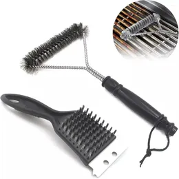 Tools 2Pcs Stainless Steel Grill Cleaning Brush Wire Black Oven Durable BBQ Accessories Barbecue