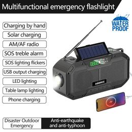 ABBREE FMAMNOAA Multifunction Emergency Radio Portable High Waterproof Hand Crank Solar Support USB Cell Phone Charger SOS 240506