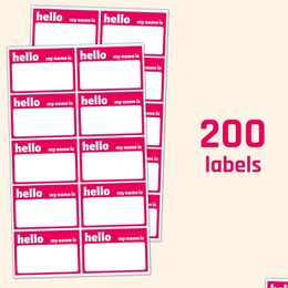 Wallpapers 200 Pack - Hello My Name Is Stickers 75 X 50 Mm Red 600Pack Happy Sad Smilling Face Emotion 2.5Cm Garden Drop Delivery Hom Dhxk3