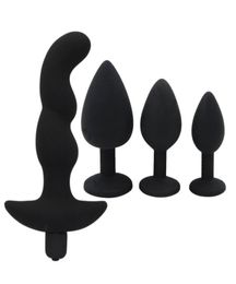 YEMA 4 PCS Silicone Butt Plug Stainless Steel Anal Plug 10 Functions Butt Plug Vibrator Sex Toys for Woman Vagina Men Gay Y1892775092