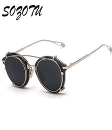 Whole 2016 Fashion Steampunk Goggles Round Sunglasses Women Men Vintage Sun Glasses Ladies For Female Male Oculos YQ0214906773
