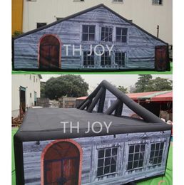 free air ship to door Outdoor Activities Customised 10x5m Halloween inflatable bouncy castle obstacle house inflatable maze Haunted House-01