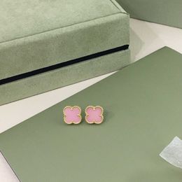 Noble luxury earrings vaned family Gold High Single Flower Earrings for Female Rose Pink 18K Girls Versatile and