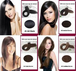 Fita de cabelo brasileira em extensões de cabelo humano Extensões de cabelo de trama de pele 100g/40Pieces Hair Hablonde Double latera