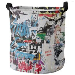 Laundry Bags Street Vintage Old Spaper Graffiti Dirty Basket Foldable Home Organizer Clothing Kids Toy Storage