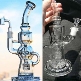 Hookahs Recycler Stereo Matrix Perc Hookah Bubbler Sidecar Smoking Pipe Fab Egg Oil Rig Dabbers Two Function Glass Bongs Water Pipes with