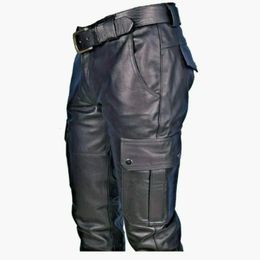 Leather Pants for Men with Pure Color and Fashionable PU Strap Leisure and Comfortable Style 2024 240515