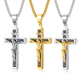 Men Necklace Designer Cross Necklaces Chains Stainless Steel Punk Men Pendants Necklaces Fashion Pendant Gold Silver Black Colour
