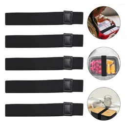 Dinnerware Lunch Boxes Bento Containers Straps: 5pcs Picnic Office School Hiking Camping Double Layer Lunchbox Fixing Elastic Band Black