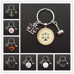 Keychains Lanyards Lawyer keychain judicial scale keychain judge judicial hammer keychain law school student gift legal justice keychain Y240510