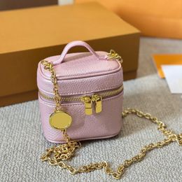 makeup bag cosmetic bag pouch Women mini chain toiletry purses Solid color Fashion all-match small fresh daily cowhide cosmetic bags
