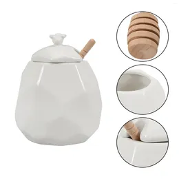 Dinnerware Sets Honey Pot Storage Holder Jars With Dipper Household Kitchen Ceramics Dispenser Container