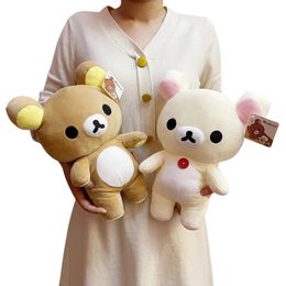 Kawaii Rilakkuma Plush Peluche Toy Strawberry Rilakkuma Pillow Teddy Bear White Brown Couple Rilakkuma Stuffed Doll Kid Gift 240507